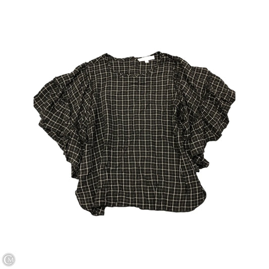 Top Short Sleeve By Loft In Plaid Pattern, Size: M