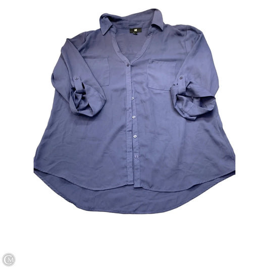 Blouse Long Sleeve By Iz Byer In Blue, Size: Xxl