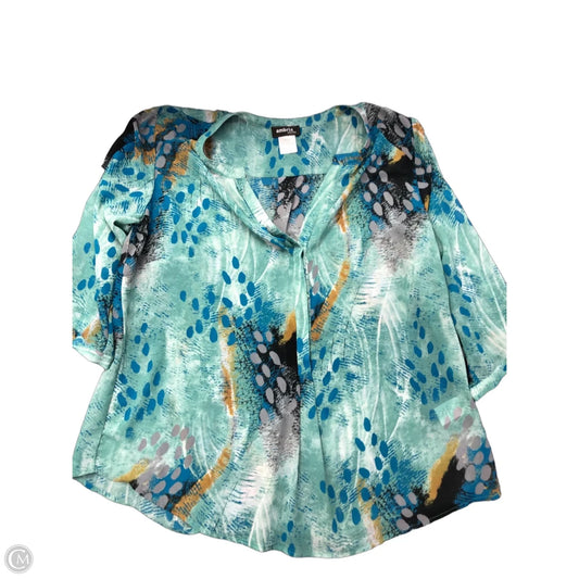 Blouse Long Sleeve By Clothes Mentor In Blue, Size: 16