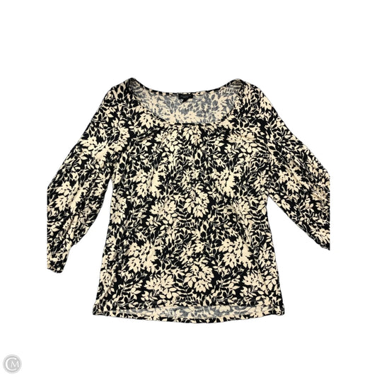 Top 3/4 Sleeve By Talbots In Black & Cream, Size: L