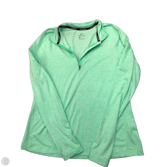 Athletic Top Long Sleeve Collar By Nike Apparel In Green, Size: L